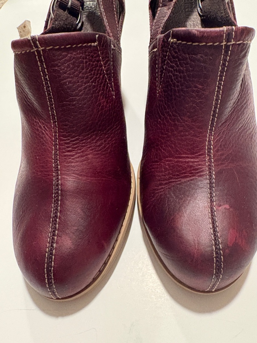 Timberland Women's Burgundy Leather Slingback Clog Heels